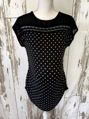 Monteau Black And Cream Polka Dot Maternity Blouse